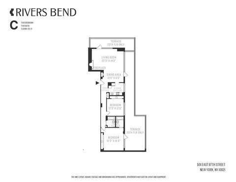 A floor plan for a rivers bend apartment.